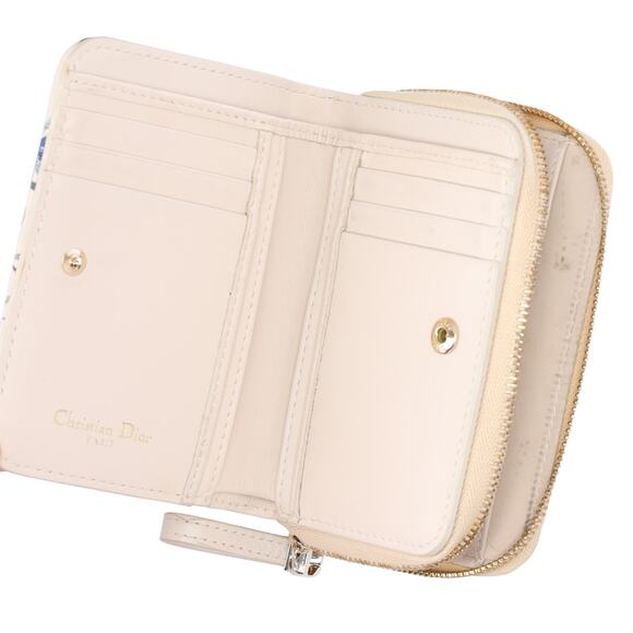 Christian Dior Caro Bifold Wallet Bifold Cream Multi Leather Floral - Picture 4 of 7